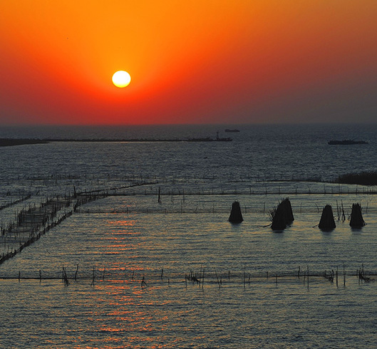 江苏淮安:洪泽湖迎夕阳美景 大湖落日辽阔壮美