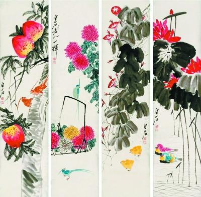 北京保利春拍最高价作品——齐白石《花鸟四屏》
