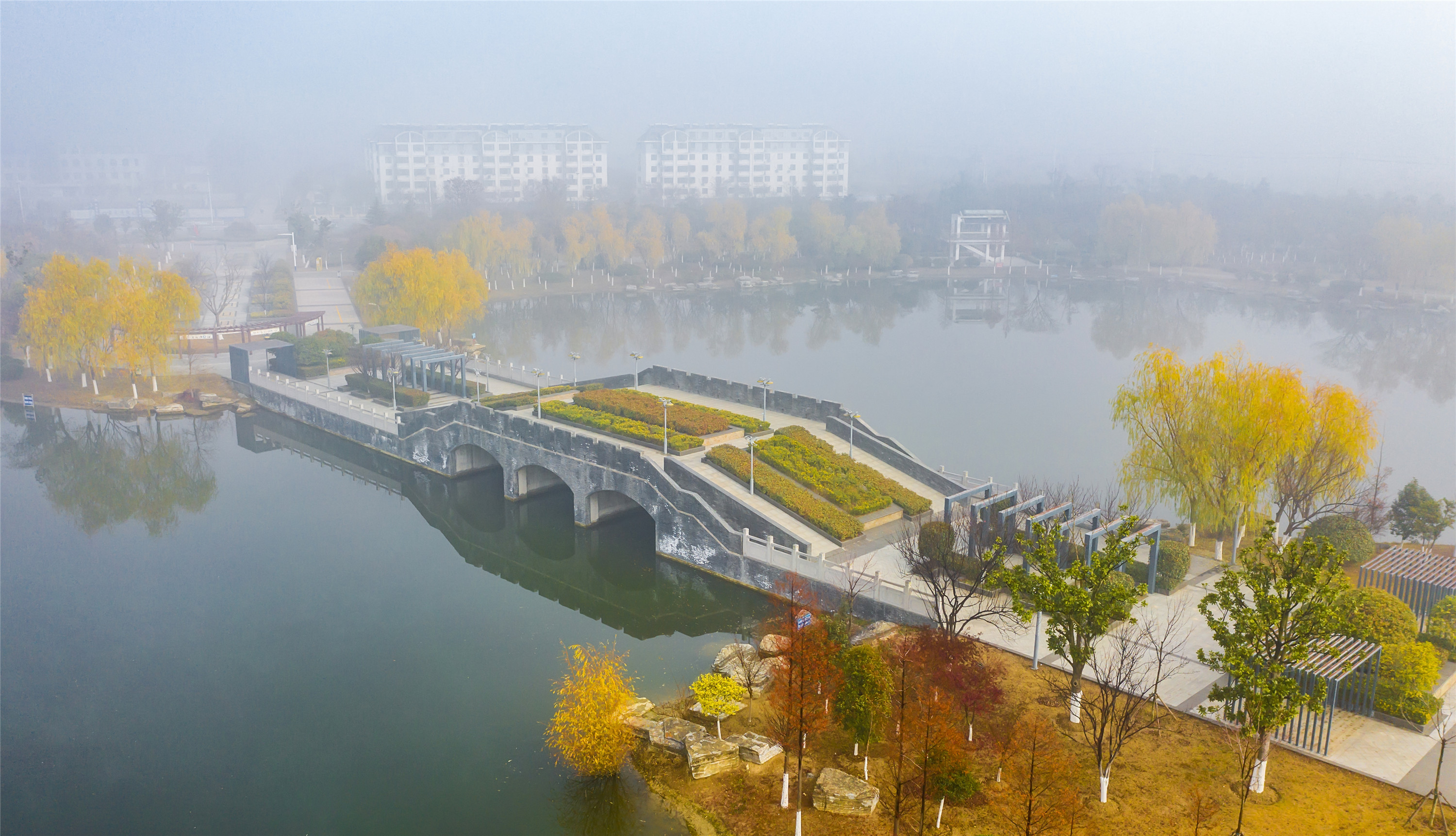 泗洪公园冬景如画